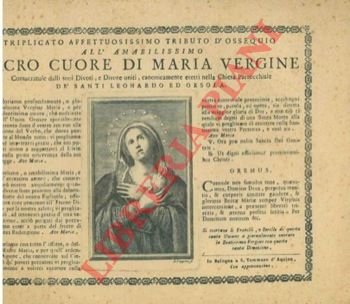 Triplicato affettuosissimo tributo d'ossequio all'amabilissimo Sacro Cuore di Maria Vergine …