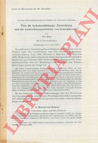 Uber die hydraturabhangige Entwicklung und die Austrocknungsresistenz von Cyanophyceen. | Immagine Gallery 3