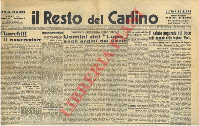 Ultimo mese precedente la Liberazione di Bologna (21 aprile 1945).