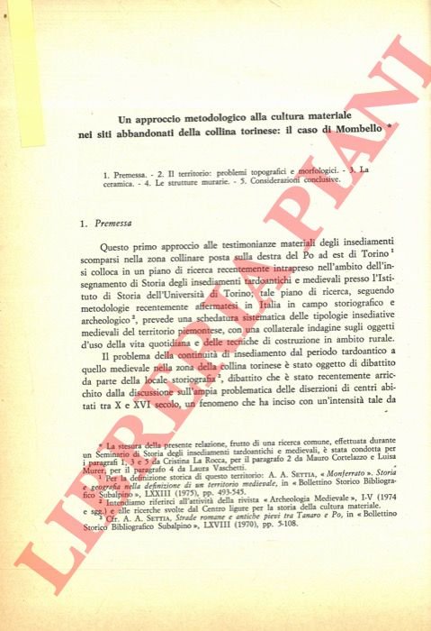 Un approccio metodologico alla cultura materiale nei siti abbandonati della …