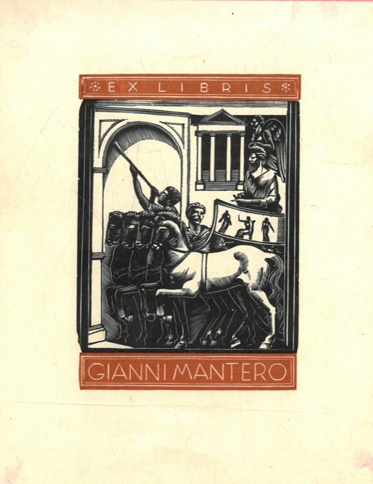 Un foglietto xilografico per Gianni Mantero, cm. 14,5 x 11,2 …