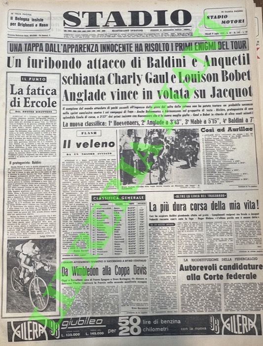 Un furibondo attacco di Baldini e Anquetil schianta Charly Gaul …