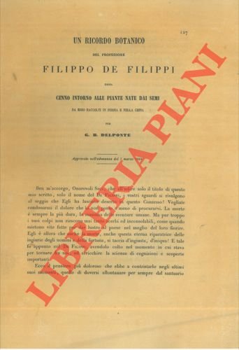Un ricordo botanico del professore Filippo de Filippi ossia cenno … | Immagine Gallery 2
