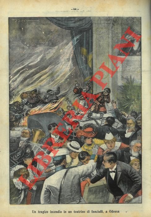 Un tragico incendio in un teatrino di fanciulli, a Odessa.
