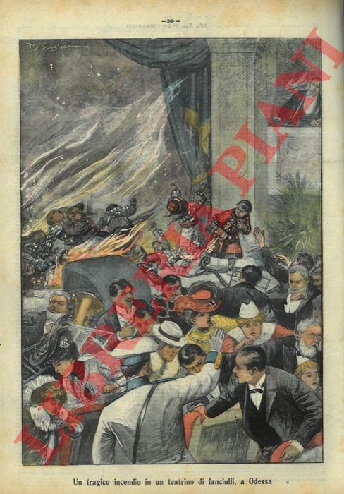 Un tragico incendio in un teatrino di fanciulli, a Odessa.