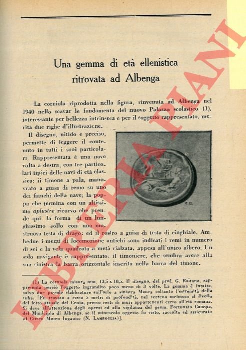 Una gemma d'età ellenistica scoperta ad Albenga.