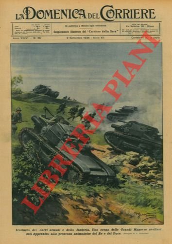 Una scena delle Grandi Manovre svoltesi sull'Appennino: l'attacco dei carri …