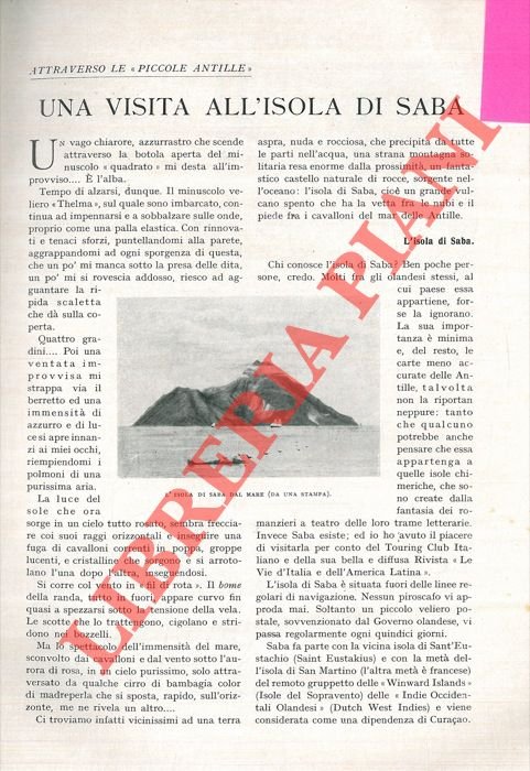 Una visita all'Isola di Saba. Attraverso le “Piccole Antille” .