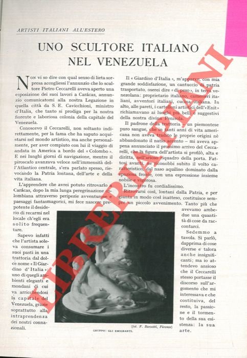 Uno scultore italiano nel Venezuela.