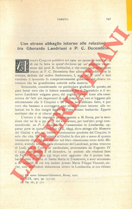 Uno strano abbaglio intorno alle relazioni tra Gherardo Landriani e …