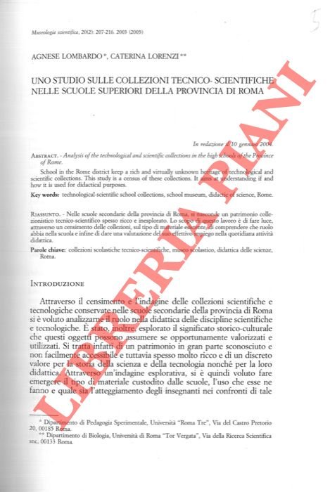 Uno studio sulle collezioni tecnico-scientifiche nelle scuole superiori della provincia …