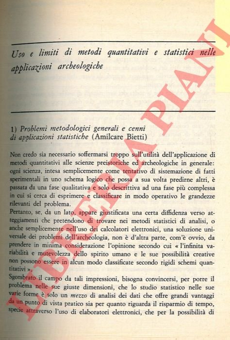 Uso e limiti di metodi quantitativi e statistici nelle applicazioni …