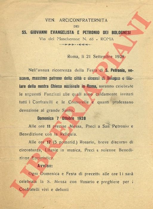 Ven. Arciconfraternita dei SS. Giovanni Evangelista e Petronio dei bolognesi. …