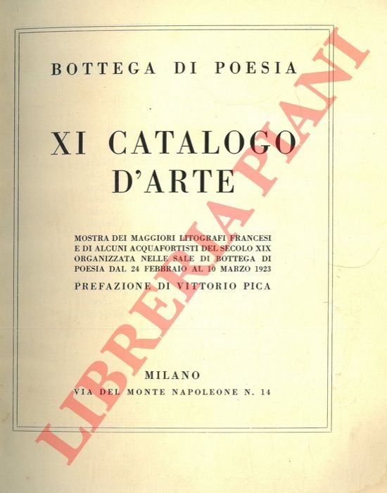 XI Catalogo d'arte. Mostra dei maggiori litografi francesi e di …