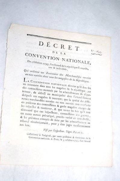 DÉCRET DE LA CONVENTION NATIONALE, du 2 octobre 1793, l'an …