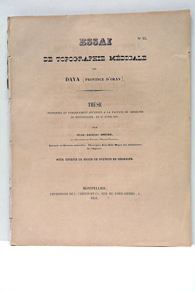 Essai de topographie médicale sur Daya (province d'Oran).