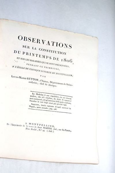 Observations sur la constitution du printemps de 1806, et sur …
