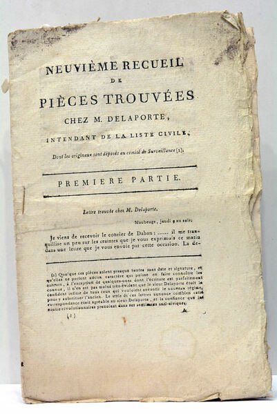 NEUVIEME RECUEIL de pièces trouvées chez M. Delaporte, intendant de …