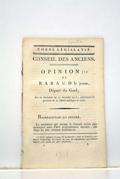 Corps législatif. Conseil des anciens. Opinion sur la résolution du … | Immagine principale