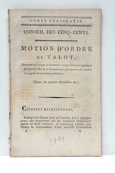 Motion d'ordre, tendante à ce que le Conseil s'occupe d'une …