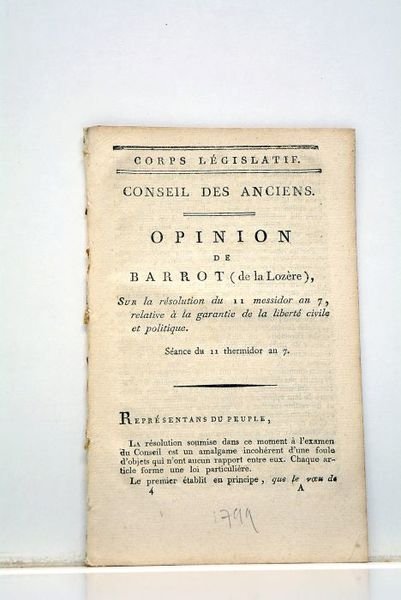 Opinion sur la résolution du 11 messidor an 7, relative … | Immagine principale