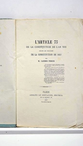 L'article 75 de la Constitution de l'an VIII. Sous le …