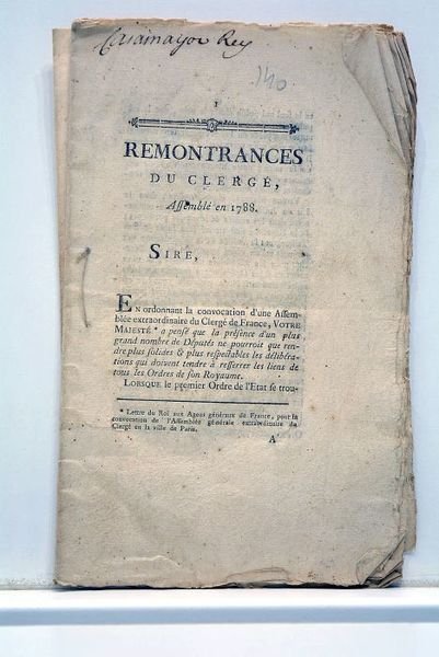 REMONTRANCES du Clergé, assemblé en 1788.