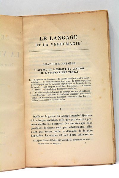 Le langage et la verbomanie. Essai de Psychologie morbide.
