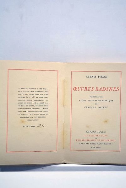 Oeuvres Badines. Précédées d'une étude bio-bibliographique de Fernand Mitton.