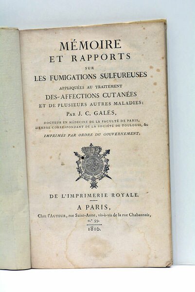Mémoire et Rapports sur les fumigations sulfureuses appliquées au traitement …