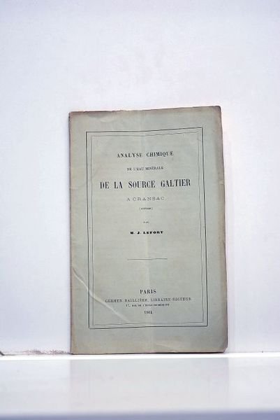 Analyse chimique de l'eau minérale de la source Galtier à …