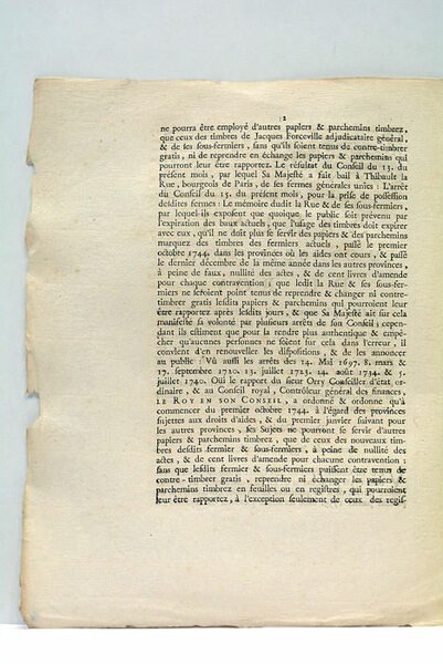 ARREST DU CONSEIL D'ETAT DU ROY, portant qu'à commencer du …