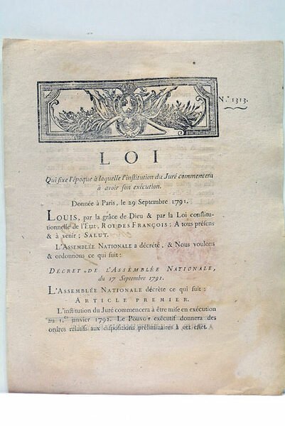 Loi qui fixe l'époque à laquelle l'institution du Juré commencera …