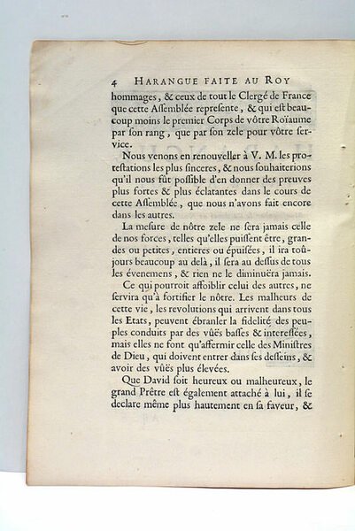 Harangue faite au Roy à Versailles le 19 mars 1710.