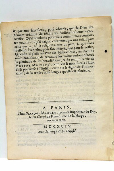 Harangue faite au Roy, à Versailles, le dernier jour de …