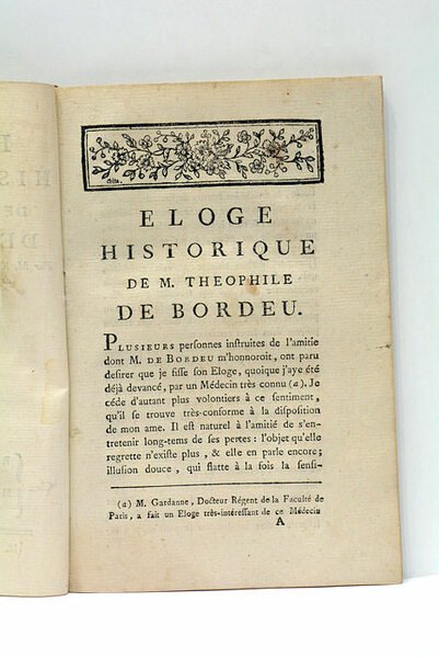 Eloge historique de M. Théophile de Bordeu.