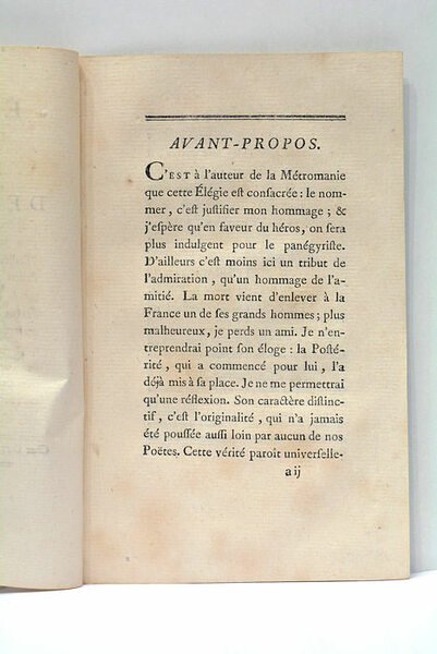 Élégie sur la Mort de M. Piron.