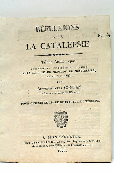 Réflexions sur la Catalepsie.