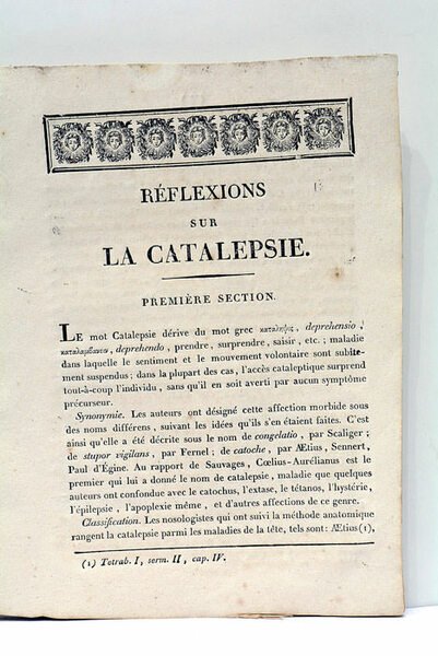 Réflexions sur la Catalepsie.