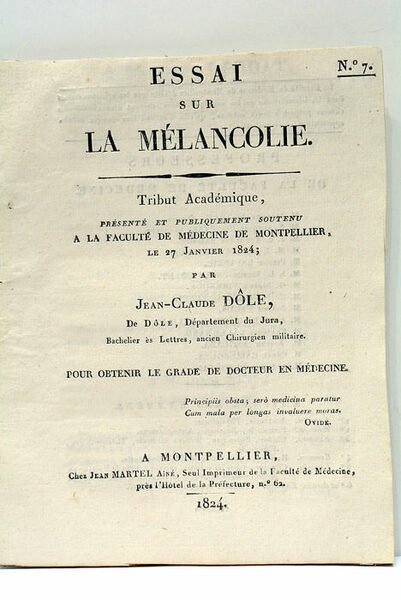 Essai sur la Mélancolie.
