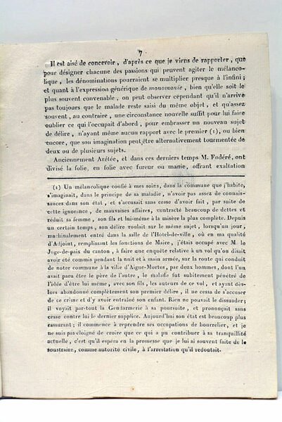 Essai sur la Mélancolie.