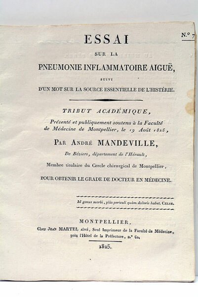 Essai sur la Pneumonie inflammatoire aiguë, suivi d'un mot sur …
