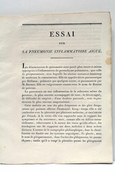 Essai sur la Pneumonie inflammatoire aiguë, suivi d'un mot sur …