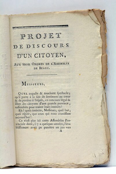 PROJET DE DISCOURS D'UN CITOYEN, AUX TROIS ORDRES DE L'ASSEMBLÉE …