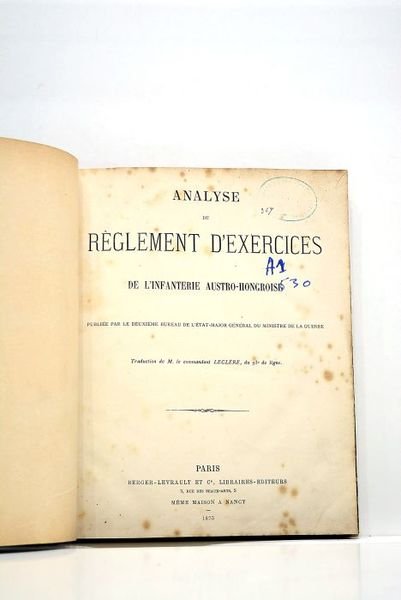 ANALYSE du règlement d'exercices de l'infanterie austro-hongroise publiée par le …