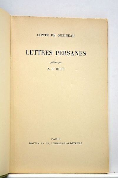 Lettres persanes. Publiées par A.B. Duff.