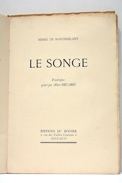 Le songe. Frontispice gravé par Albert Decaris.