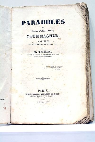 Paraboles traduites de l'allemand en français par M. Teillac.