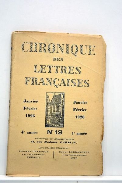 CHRONIQUE des Lettres Françaises. Tome IV. Année 1926.