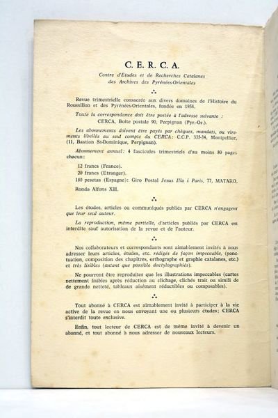 CERCA. Centre d'Études et de recherches catalanes des archives. Nº …